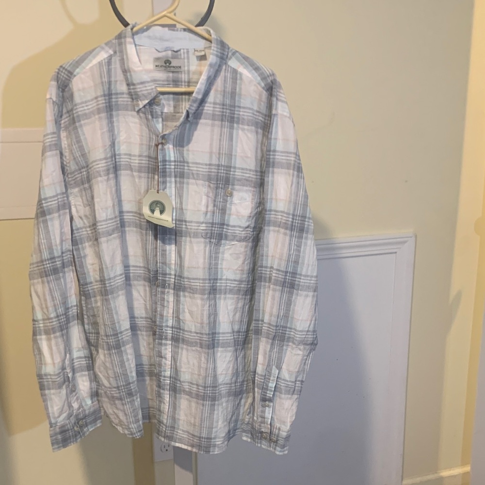Weatherproof White and Blue Plaid Shirt